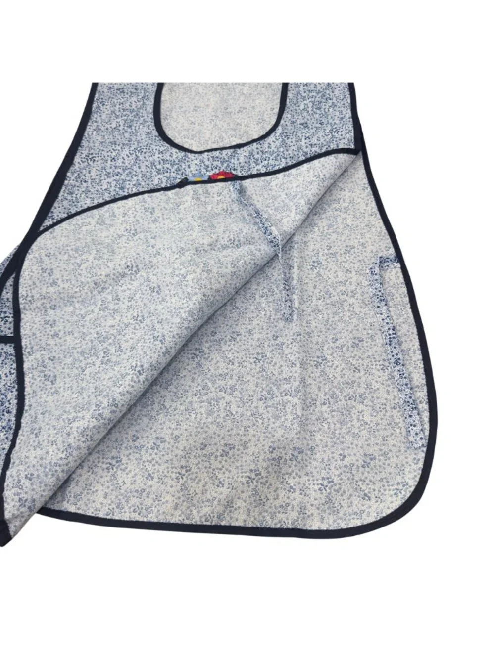 Apron Women One Size Blue Floral Frida-Inspired Embroidered Pockets Tie Closure